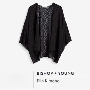 Anthropologie Bishop & Young Black Flin Burnout Kimono Cardigan Swim Cover XS NW